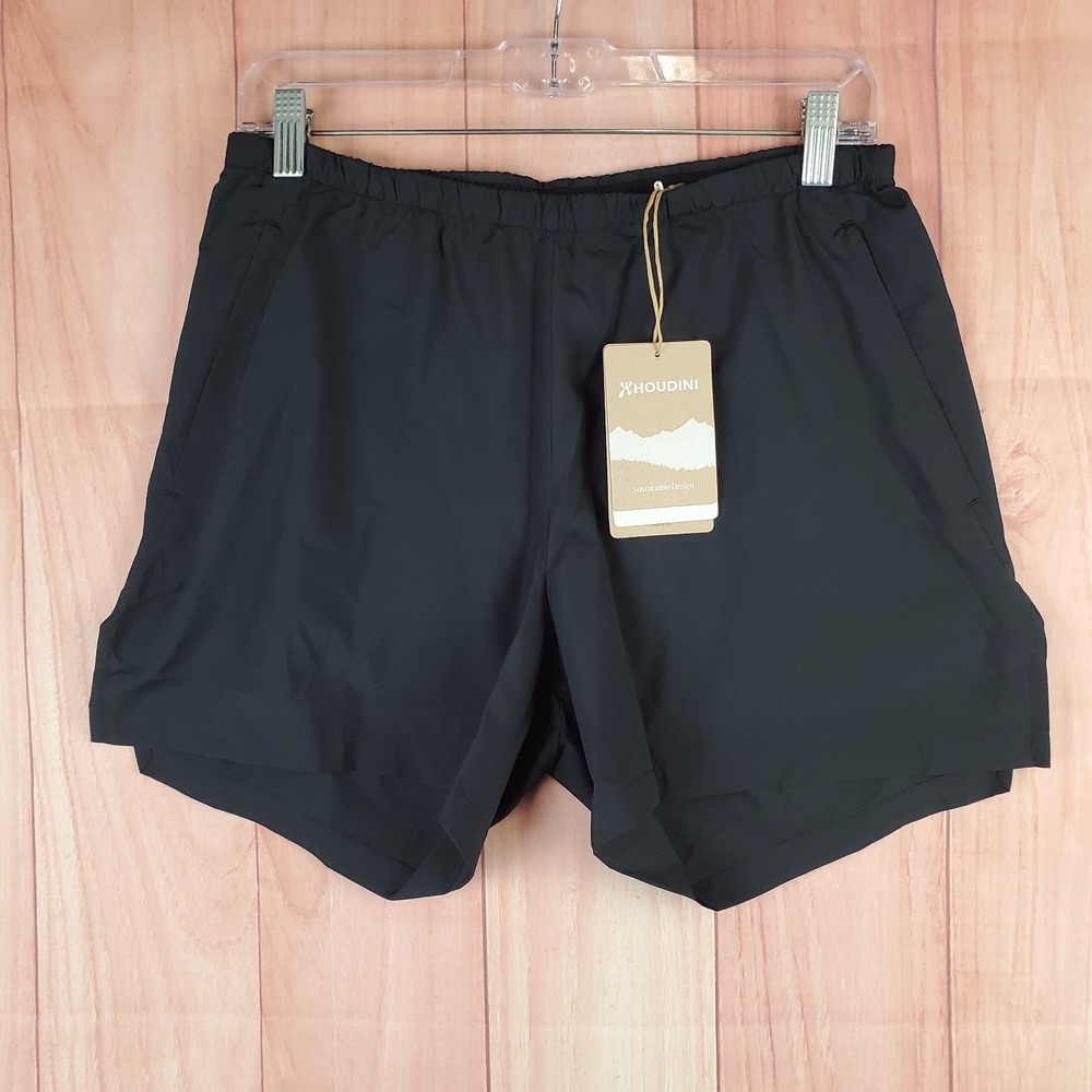 Houdini Womens Pace Wind Shorts Sz Medium Black Polyester Slash Pockets Pull On